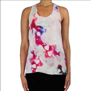 BHON Silk Abstract Printed Sleeveless Blouse Sz L